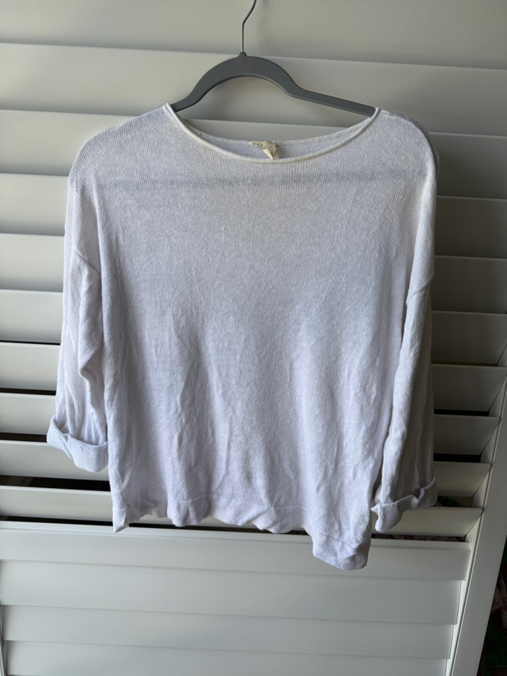 Eileen Fisher White Boatneck Lightweight Pullover